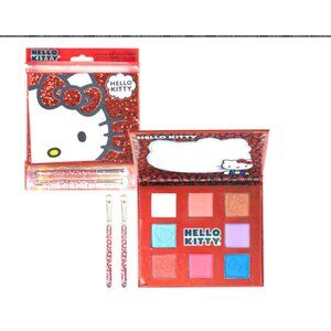 Hello Kitty Eyeshadow Palette 8 Colors Shimmery Opaque Blendable with 2 Brushes
